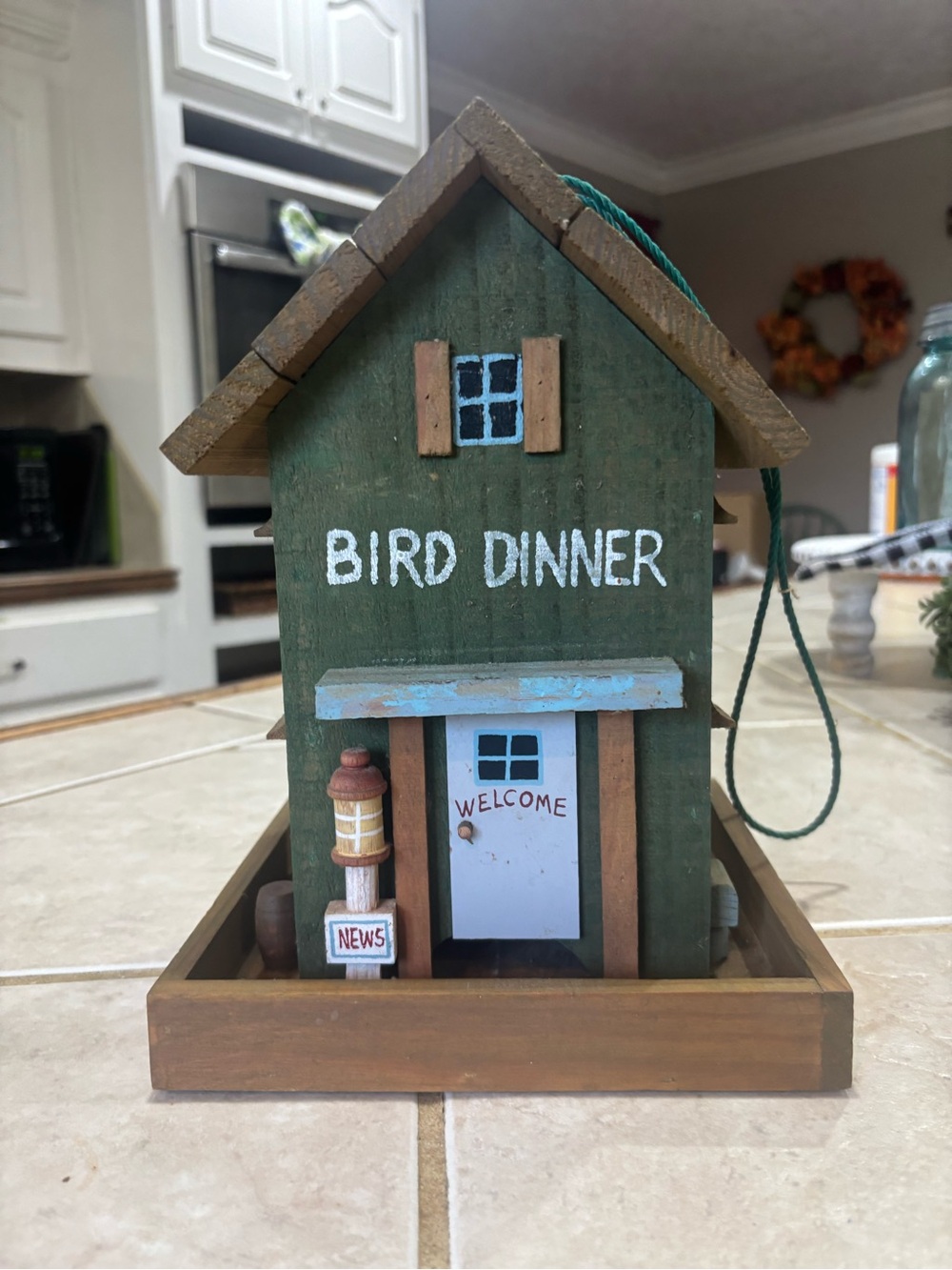 Rustic 'Bird Dinner' Wooden Birdhouse